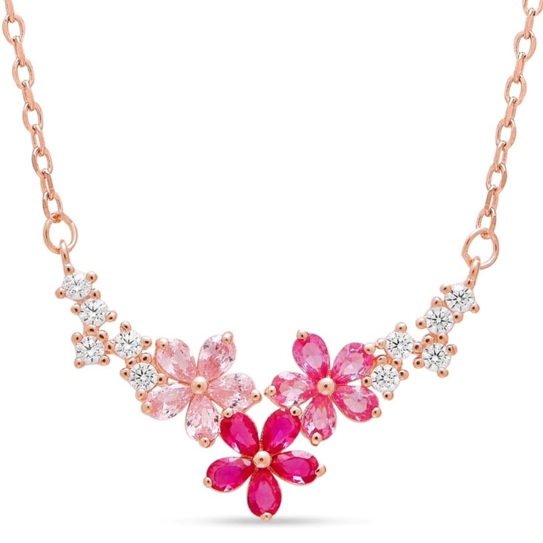 zavya 925 Sterling Silver Floral Cubic Zirconia Anti Tarnish Rose Gold Plating Necklace | Gift for Women and Girls | With Certificate of Authenticity and 925 Hallmark|Mother's Day-picture-49