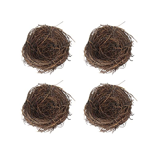 BYNYXI Nido de pájaro de ratán, 10 cm, nido de Pascua artificial, espuma de codorniz, festival, Pascua, decoración hecha a mano, ramitas de ratán, nido para Pascua, decoración de mesa, manualidades,