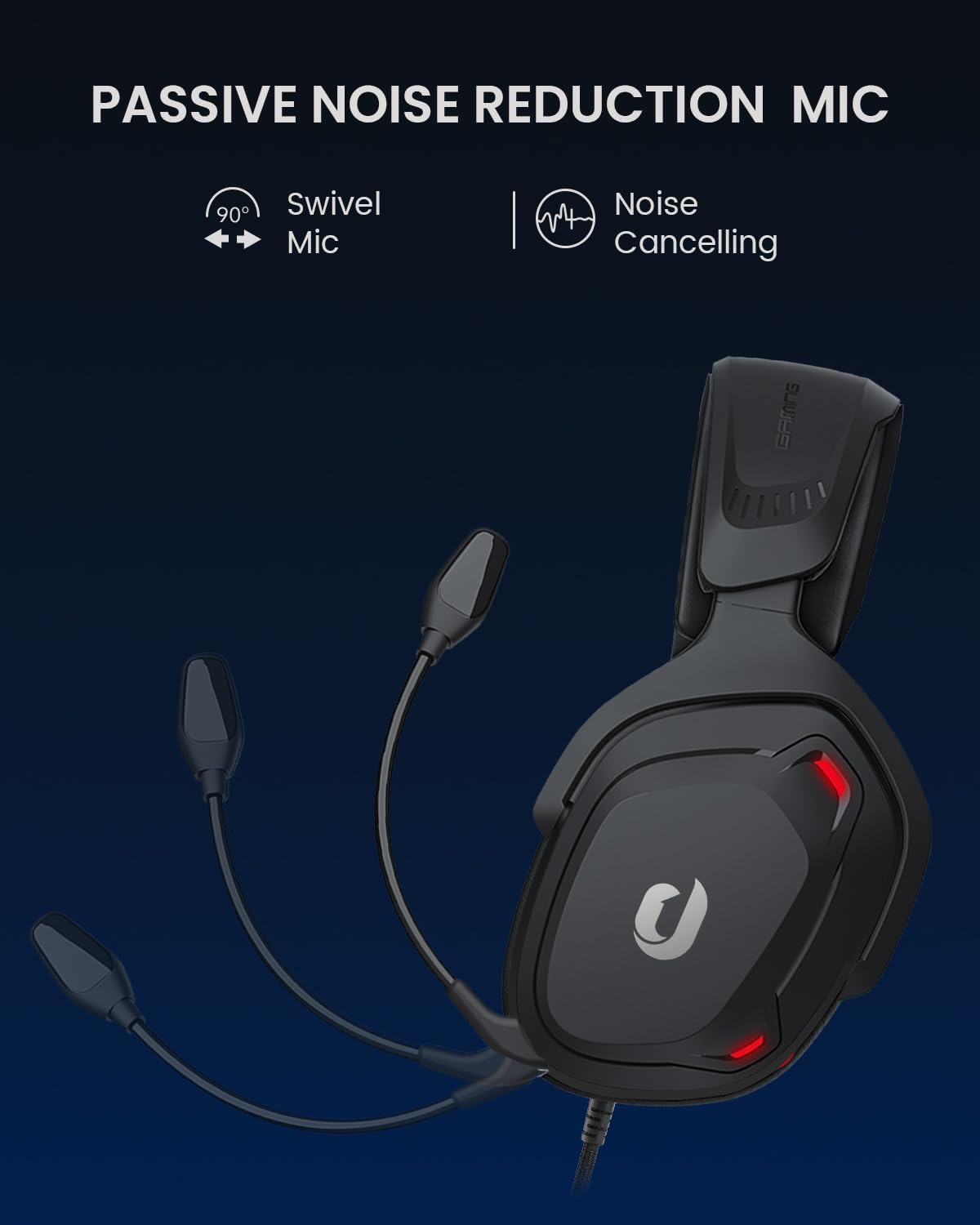 JIMYIU Gaming Headset für PS5 PS4 PC, Kabelgebundenes 3.5mm Gaming Headset Noise Cancelling mit Mikrofon für Xbox One, Xbox Series X|S Schwarz (Verkabelte Version)