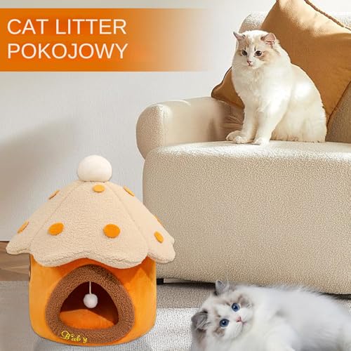 Lit pour chat en forme de champignon avec coussin lavable