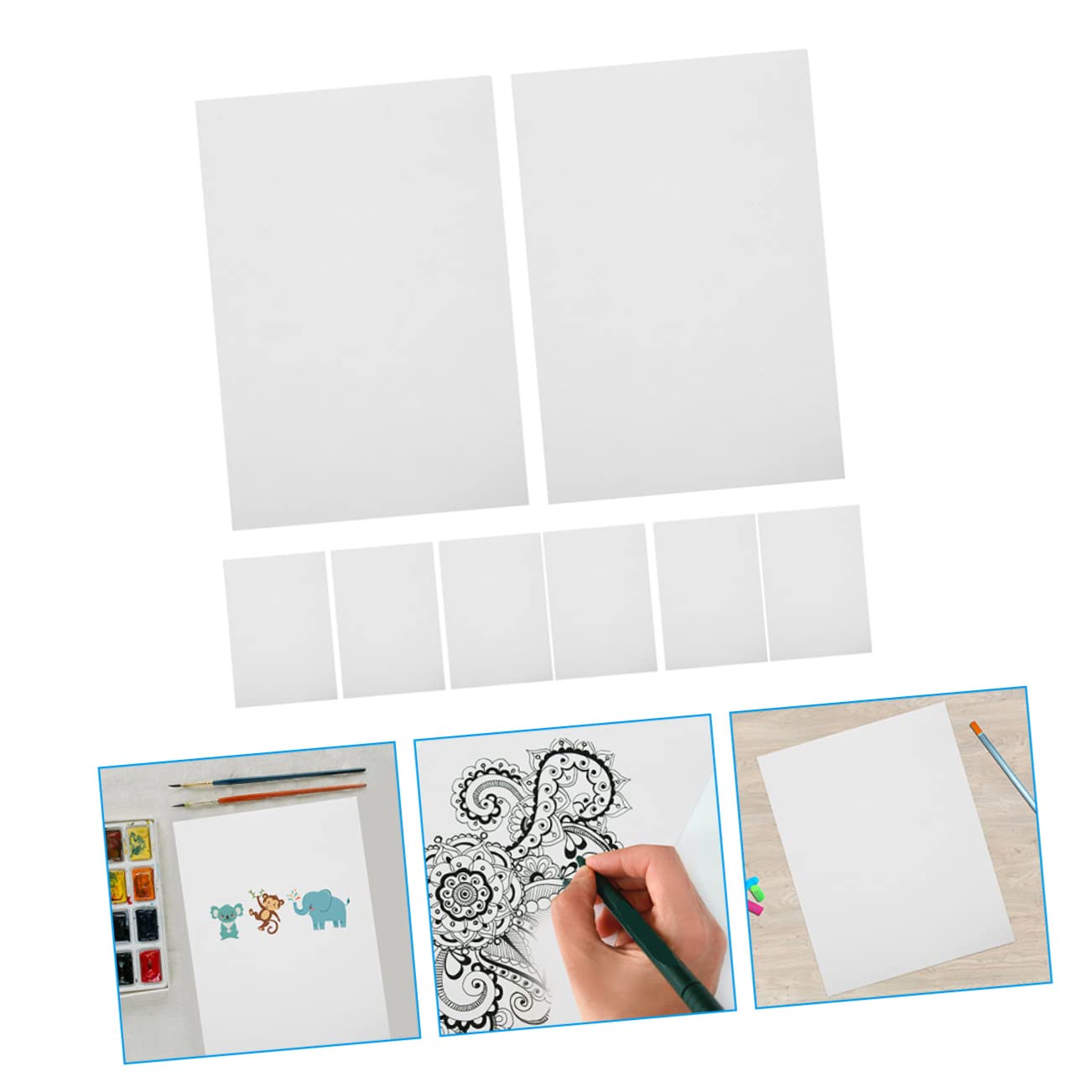 SEWACC Papier Aquarelle Blanc 100 Feuilles pour Dessin et Peinture pour Étudiants et Garçon et Filles Usage Scolaire et Croquis