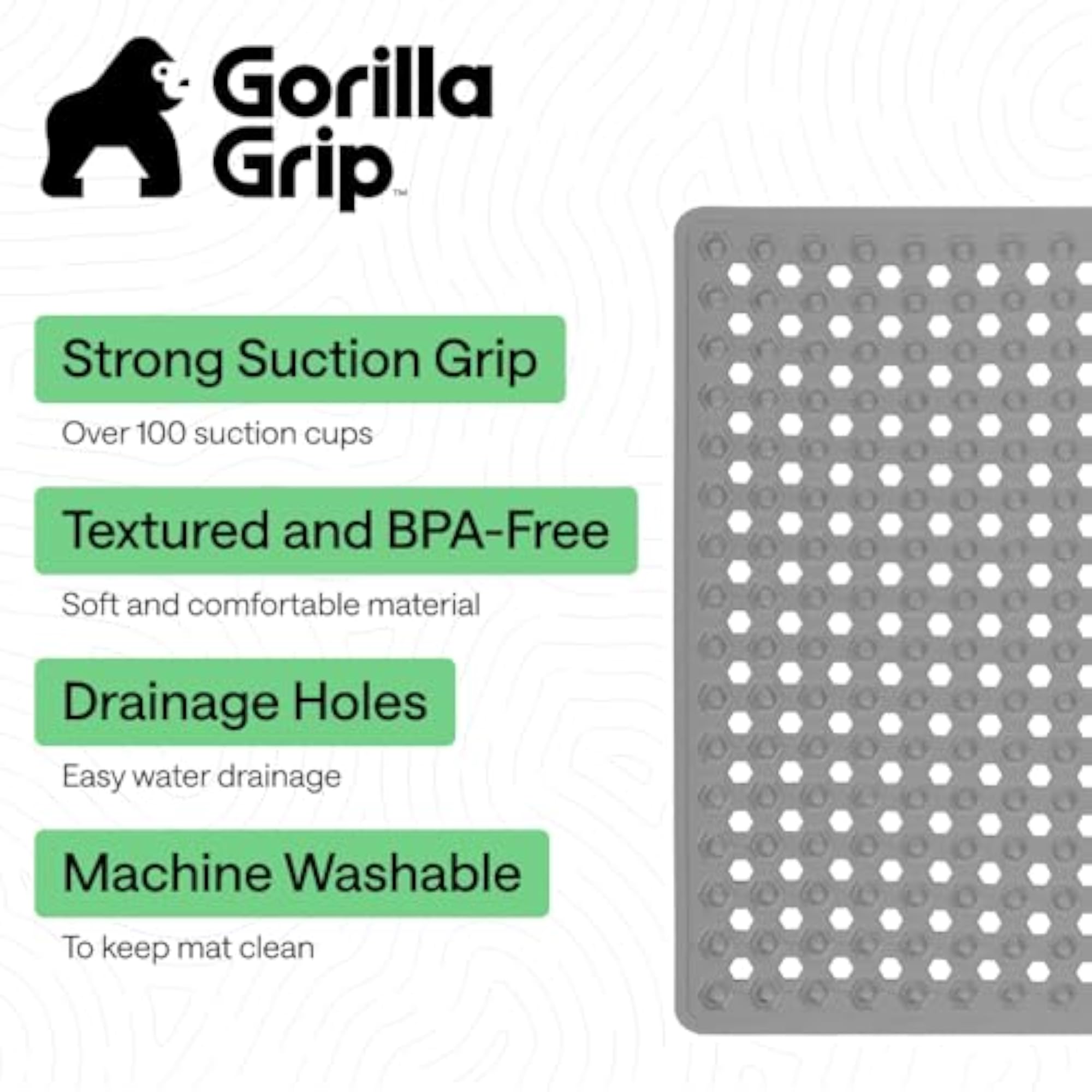 Patented Shower Stall Mat, Machine Washable