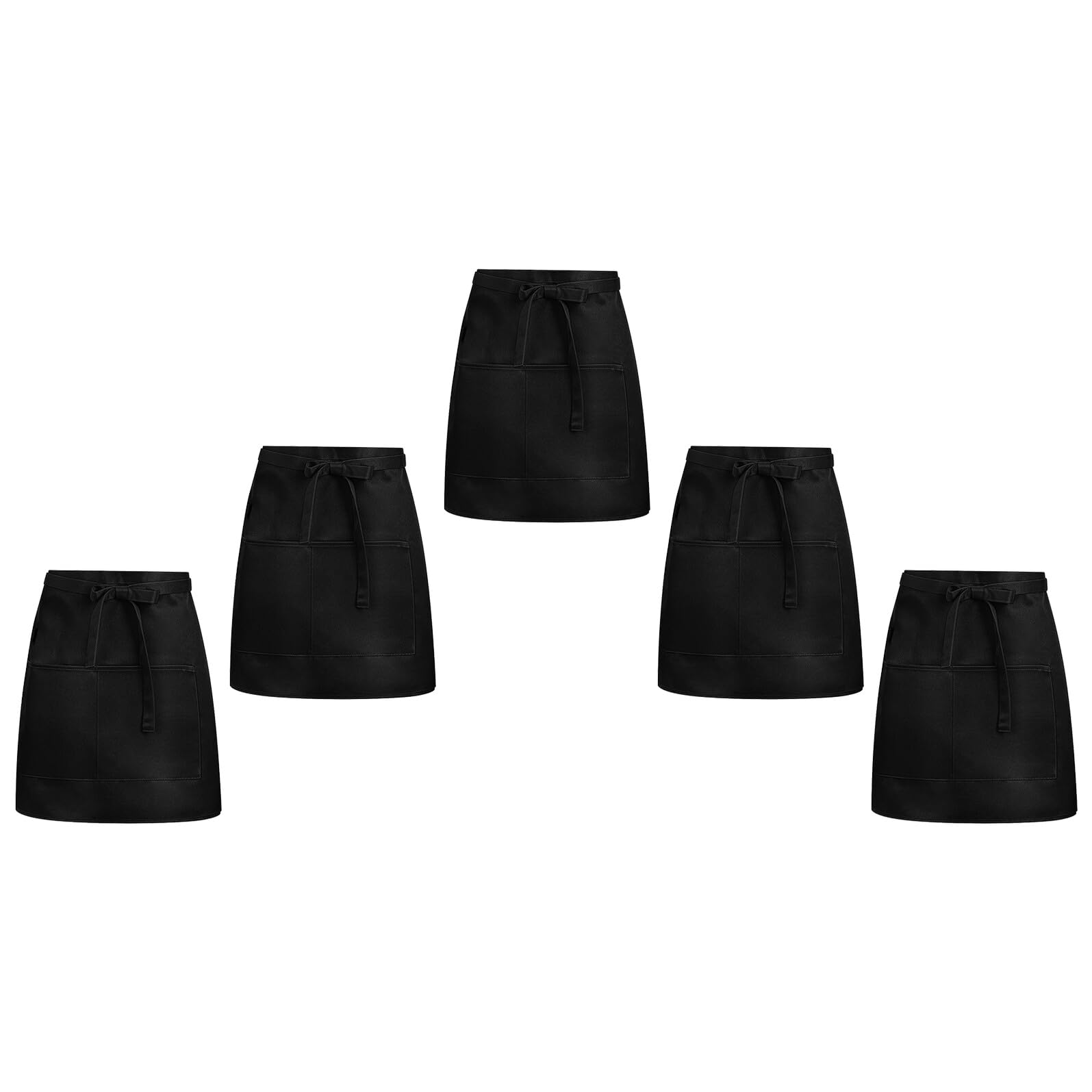 5 Piezas Delantal de Cintura Corto para Mujer con Bolsillos Transpirable y Absorbente para Cocina Restaurante y Servicio de Camareras