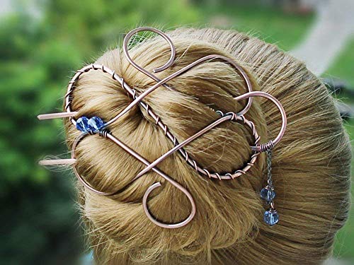 Large Celtic Hair Clip Bun Holder Hair Slide Hair Fork For Long Thick Hair,Copper Jewelry