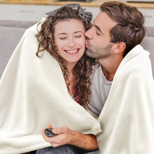 Image of BEDELITE Fleece Blanket King Size Blankets for Bed, Luxury Plush Cozy Fuzzy Blanket 108x90 inches, Super Soft Warm Lightweight Throw Blanket All Seasons Suitable, Cream
