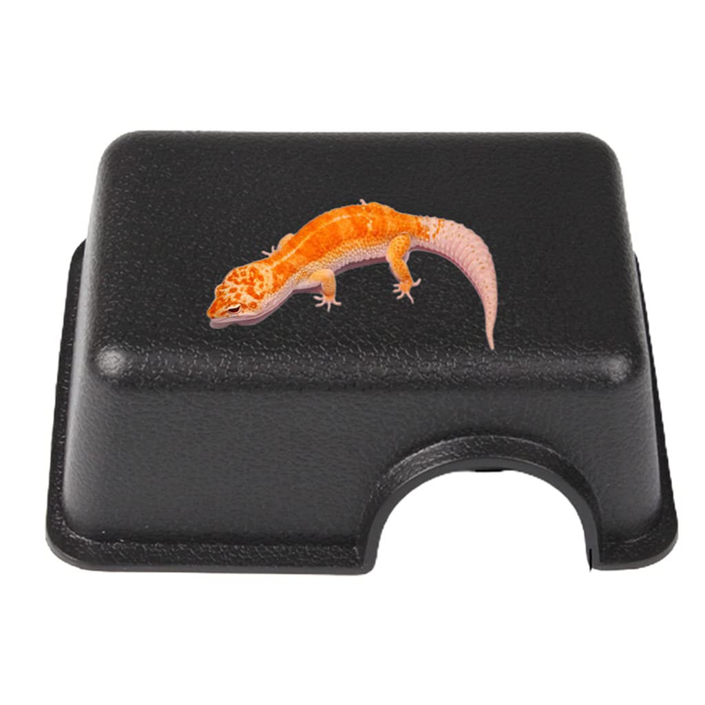 Ehbn9 Black Reptile Hide Box Small Animal Hideaway Hides With Textured Surface Help Peeling For Snakes Lizards Leopard Gecko