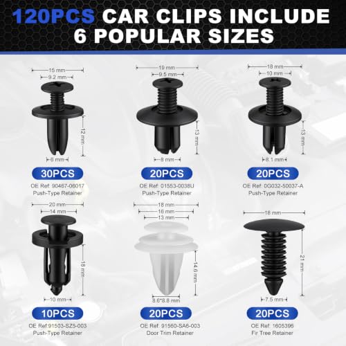 Hrwfnty 120PCS Car Clips Kit