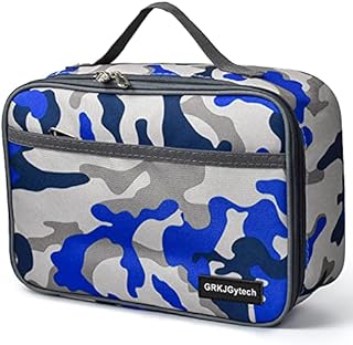 GRKJGytech Insulated Lunch Bag for Men Kids,Portable Leakproof Food Drink Camo Cooler Bag for Boys Girls Pack Lunch Box for Work School Picnic Camping(Camo Blue)