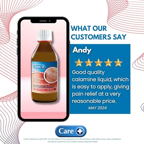Care Calamine Lotion 200ml, Mild Antiseptic and Astringent, Relieves Symptoms of Suburn and Minor Skin Conditions, Soothes Eczema, Rashes and Chickenpox - Image 3