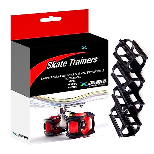 Image of Jaspo Skate Trainers- Wheel stoppers for Roller Skates and Skateboards for Beginners & learners to Learn Tricks-Safe, and Easy- Ollies, Kickflips and More- All Ages- Accessories (Black (Pack of 8))