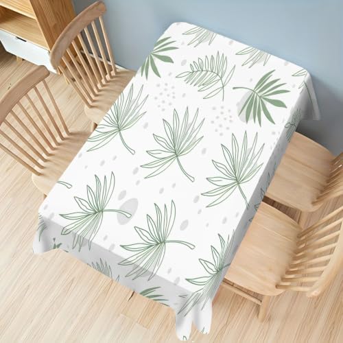 Nappe de table imperméable et lavable avec motif de feuilles vertes