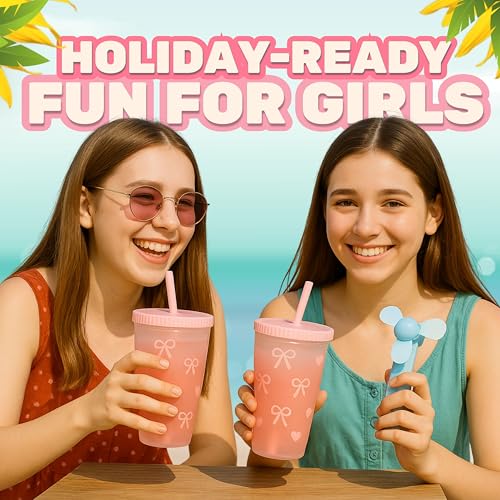 Ensemble d'accessoires de vacances d'été pour adolescentes, gobelet design et soins - 6