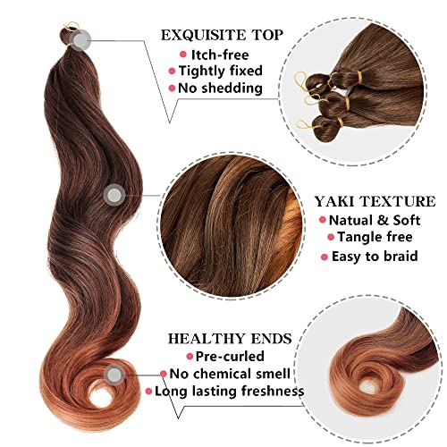 8 Packs Pre Stretched French Curly Braiding Hair 26 Inch Easy Braid Crochet Hair Professional Ombre Braiding Hair Pre Stretched Kanekalon Corchet Braids Yaki Texture Hair Extensions For Black Women (26", 1B/30) #TOP7