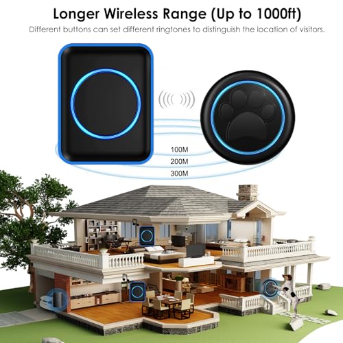 Full House Dog Bell for Potty Training, Wireless Pet Doggie Door Bell Training to Go Outside, Waterproof Touch Button, Over 1000 feet Range - Image 5