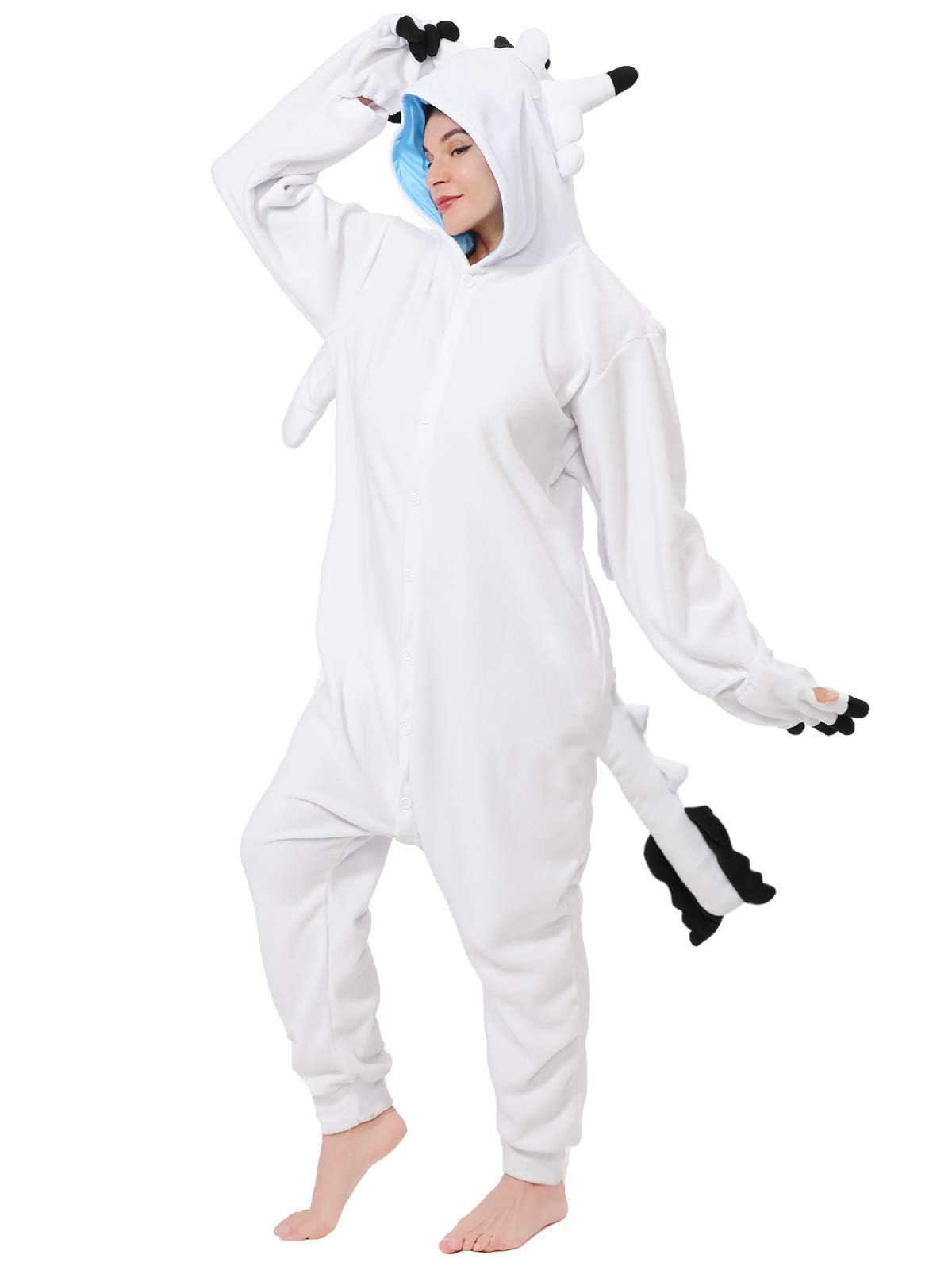 dressfan Unisex Drago Costumi Drago Pigiama Tuta Halloween Carnevale Costumi e Cosplay,Regali Pigiama di Natale per Donna Uomo