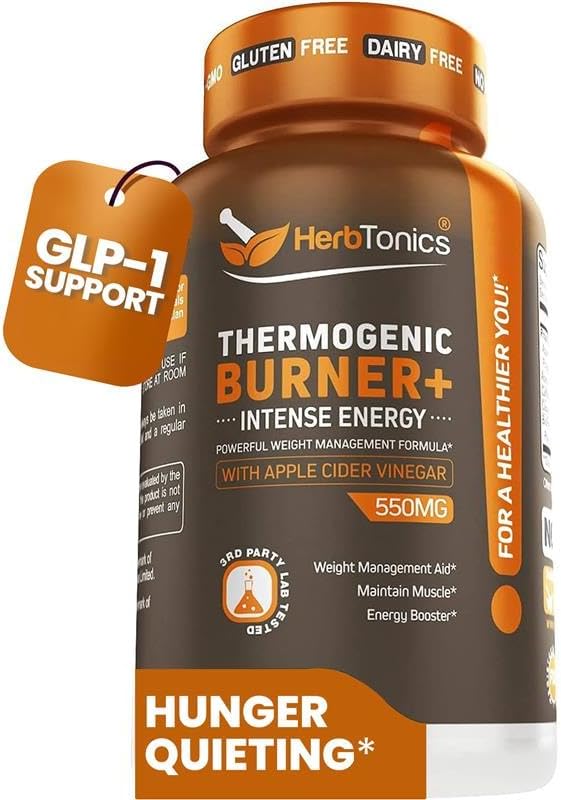 Herbtonics Thermogenic Burner + Apple Cider Vinegar – Weight Management Supplement for Women & Men, Supports Appetite Management, Metabolism & Energy, 60 Vegetarian Capsules