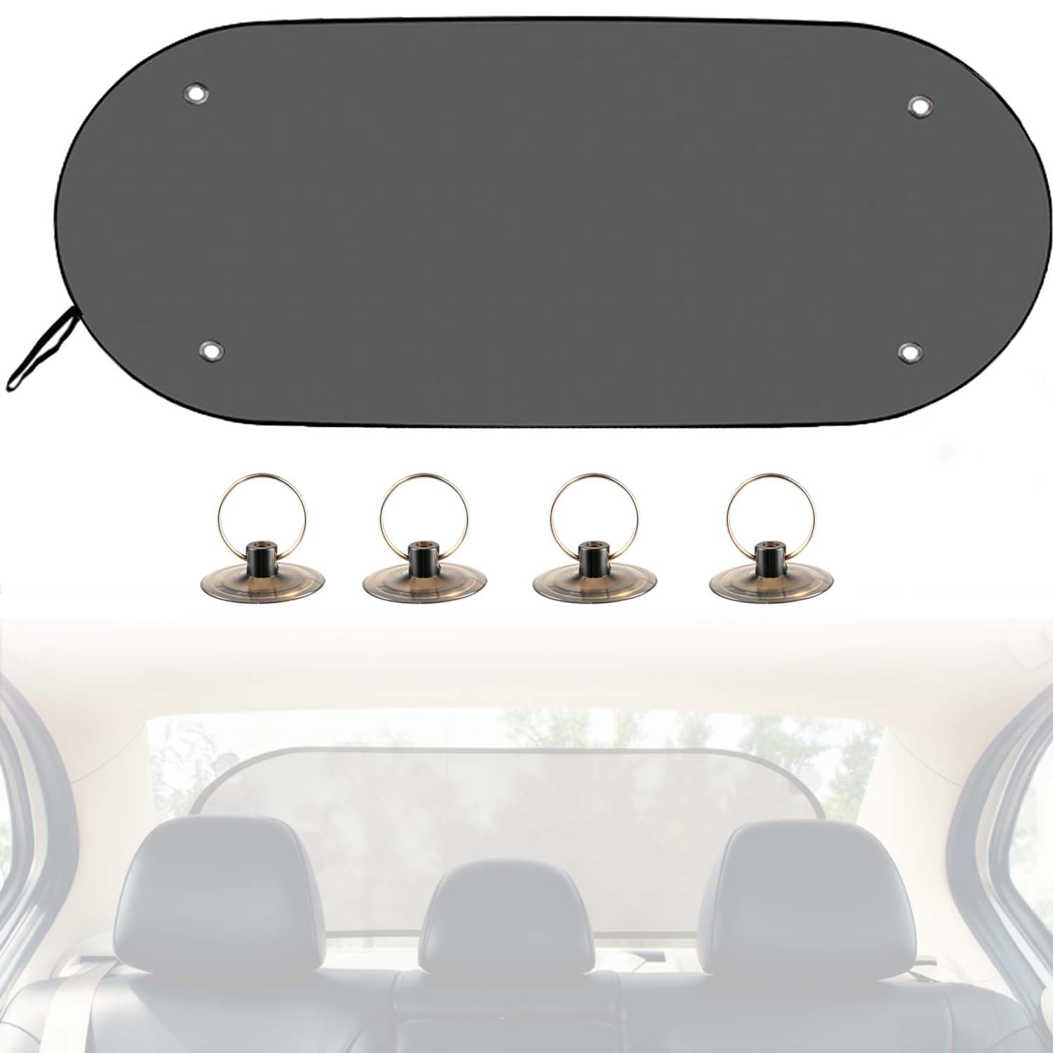 Parasole Auto per Lunotto Posteriore, 100x50 cm, Protezione UV, Nero