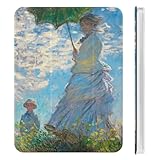 Mini4/5用ケース クロード モネ 日傘さす女性 保護ケース 三つ折り PUレザー Mini4/5用カバー 耐衝撃 軽量 半透明 全面保護 スタンド機能