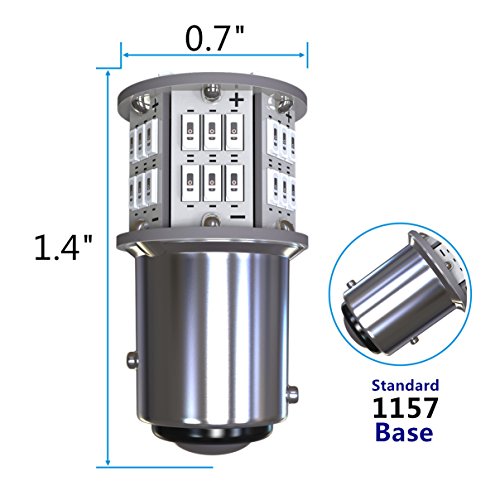Luyed 2 X 650 Lumens Super Bright 1157 3014 54-Ex Chipsets 1157 2057 2357 7528 Led Bulbs Used For Tail Lights,Brake Lights And Turn Signal Lights,Red #TOP3