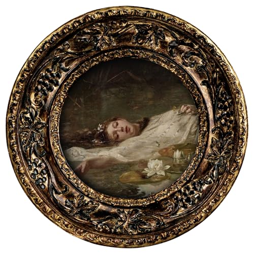Image of eletecpro 3x3 Small Round Picture Frame with Glass Cover, Antique Gold | Retro Ornate Gold Photo Frame 3 x 3 for Tabletop or Wall Hanging
