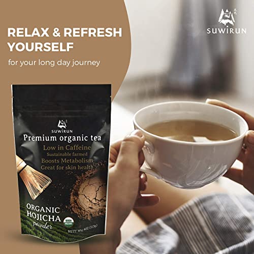 Suwirun Organic Hojicha Powder 4oz | Premium Roasted Loose Leaves Organic Matcha Powder Tea in Reddish-Brown : Unsweetened Natural Low Caffeine Macha Powder Organic Hojicha Tea Powder Boba Tea Powder Suwirun Organic Hojicha Powder 4oz | Premium Roasted Loose Leaves Organic Matcha Powder Tea in Reddish-Brown : Unsweetened Natural Low Caffeine Macha Powder Organic Hojicha Tea Powder Boba Tea Powder