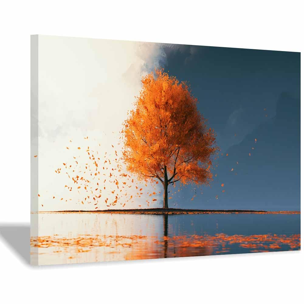 HOQIU Canvas Wall Art Butterflys colorful tree tree poster, landscape wall art, for Living Room Bedroom Bathroom.(Multicolor)-60x80cm Framed