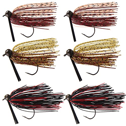Fishing Lures Jig Bass Fishing Lures 6pcs Weedless Football Jig Head Swim Jigs for Bass Fishing Pike Walleye Fishing Lures Kit 1/4oz 
