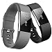 Fitbit Charge 2 Band, Hanlesi TPU Soft Silicone Adjustable Replacement Sport Strap Band for Fitbit Charge 2 Smartwatch Heart Rate Fitness Wristband for Girl Boy Man Woman Small Size Black + Gray