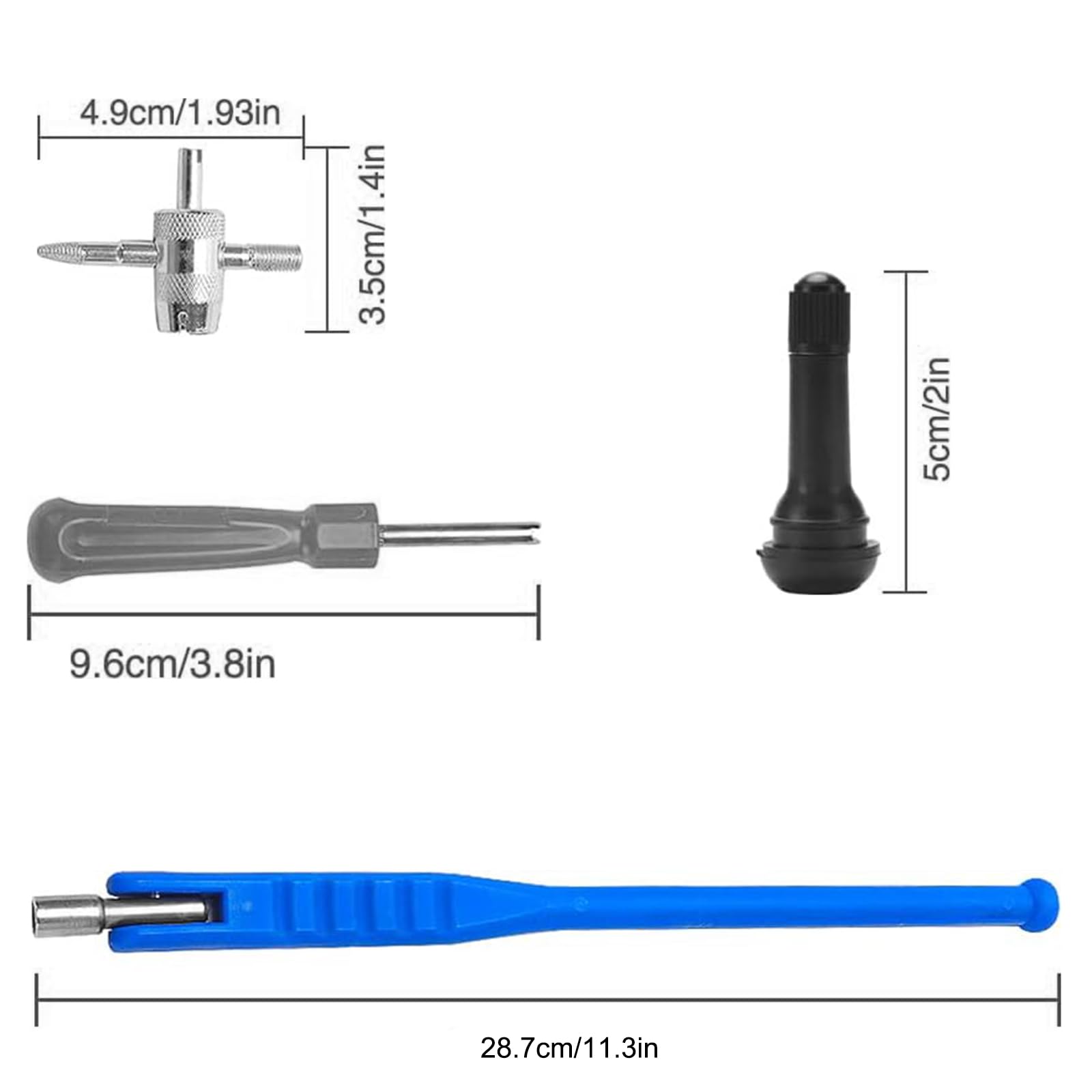 7 Pezzi Set di Attrezzi per Valvole Pneumatici, Strumento di Riparazione per Pneumatici, Smontavalvole, Chiave per valvola, TR414 Valvola della Gomma, für Auto, Motorrad