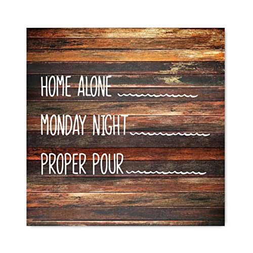 Panneau en bois Home Alone pour décoration murale de ferme rustique 30x30 cm