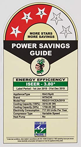 Image of Hitachi 1 Ton 3 Star Inverter Split AC (Copper RSG311HCEA White)