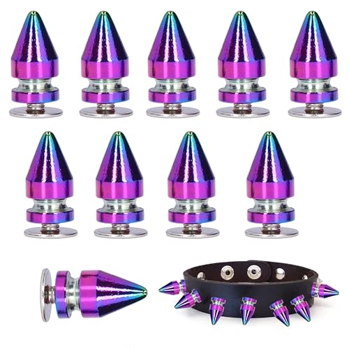 10 Remaches Cono,Espigas de Cono de Bala,para Manualidades de Cuero de Bricolaje, Decoración de Vestidos de Fiesta, Accesorios de Ropa de Estilo Punk