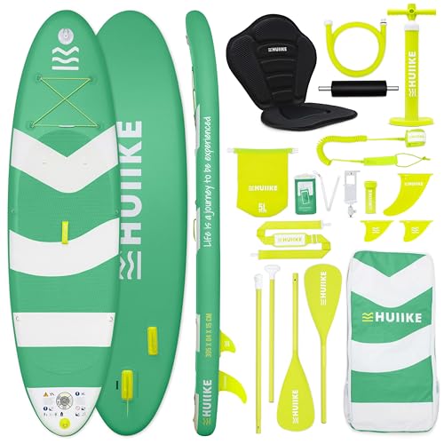 HUIIKE Tabla Paddle Surf Hinchable con Accesorios Incluidos, Remo, Quillas, Inflador. Stand Up Paddle Board Gran Estabilidad y Resistencia. 305 x 84 x 15 cm, Soporta hasta 130 kg
