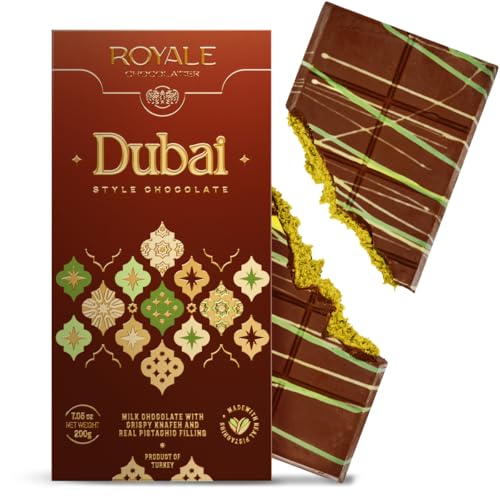 Royale Chocolatier Large Dubai Chocolate Bar (200 gr)|Grade-A Pistachio and Knafeh | Gooey Filling |...