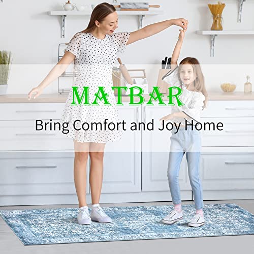 Matbar Boho Hallway Runner Rug Non Slip 2X6 Kitchen Runner Rug Machine Washable Blue Heavily Soft Laundry Room Rugs And Mats Large Indoor Runner Rugs For Entryway Bathroom Bedroom #TOP6