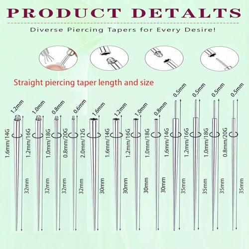 Uni-J Piercing Taper Ball Grabber Tool for Changing Jewelry - 14G 16G 18G 20G Threadless/Internal thread/External Thread Stretching Kit for Ear/Nose/Navel/Nipple/Lip/Eyebrow/Tongue