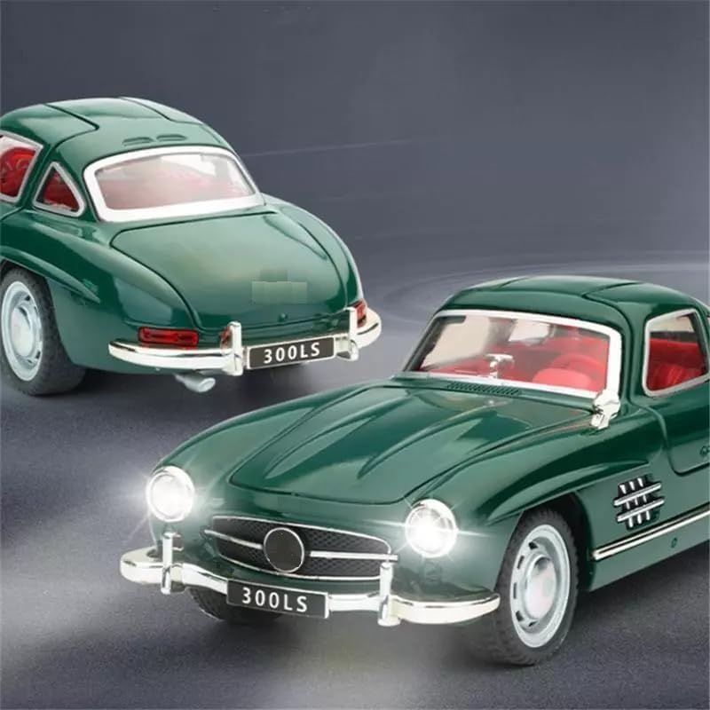 Image of BlackZone Compatible for Marcedes- 300sl Vintage Model, 1 /32 Small Toy Car with Sound and Light Function, Children's Toy Model Car with Pullback Function, Collector's Quality (1:32 Small Silver)