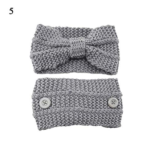 Qtmy 5 Pack Headbands With Buttons For Mask,Winter Knit Warm Knotted Elastic Hair Bands Headwrap Earwarmer Earmuff #TOP2