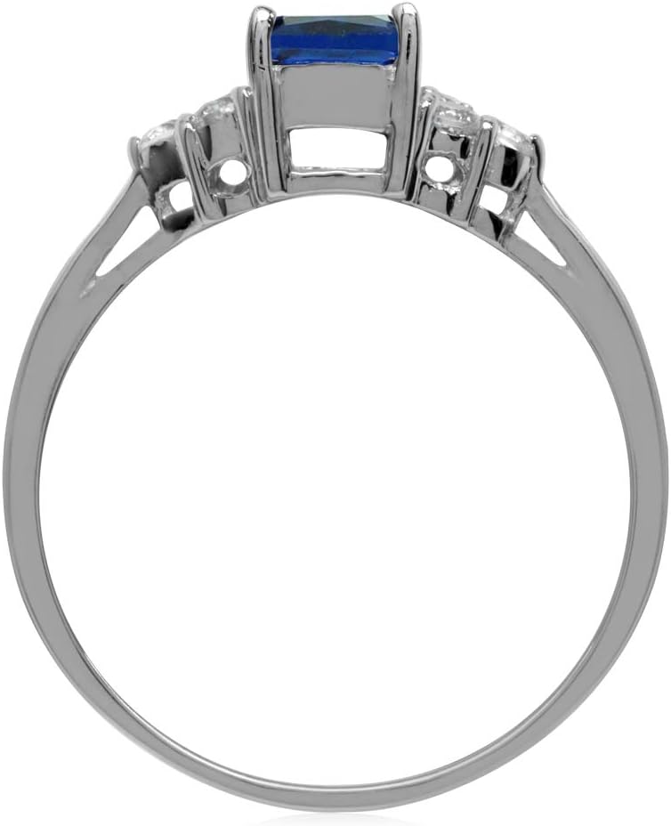 Silvershake 7x5mm Octagon Shape Birthstone Gemstone White Gold Plated or Yellow Gold Plated 925 Sterling Silver Engagement Ring Jewelry for Women - Image 5