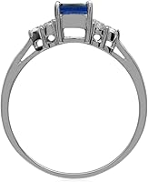 Vista 3 de Silvershake Anillo de compromiso de plata de ley 925 chapada en oro blanco o amarillo con piedra natal con forma octágona, de 0.276 x 0.197 in