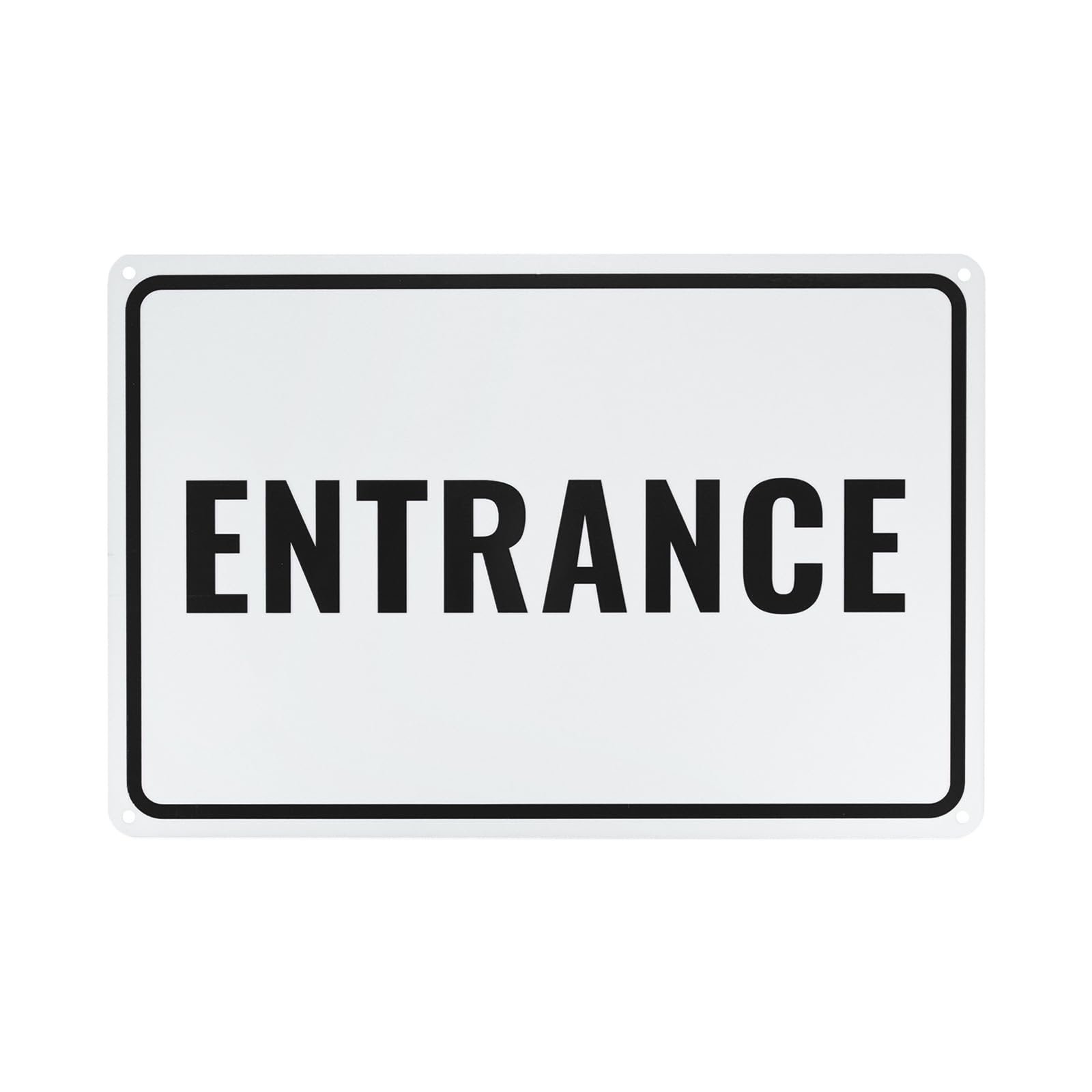 M METERXITY 1-Pack Entrance Sign 12x8 Inch Aluminum Reflective Enter Here Signs Rust Free Waterproof Entrance Signs for Business/Door[Black Letters On White Background] — image 1