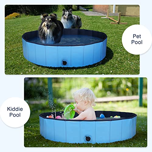 Decorlife 48" X 12" Foldable Hard Plastic Pool For Dogs, Multi-Use Pet Tub For Bathing, Swimming, Wading - Sturdy Pvc Material, Blue #TOP5