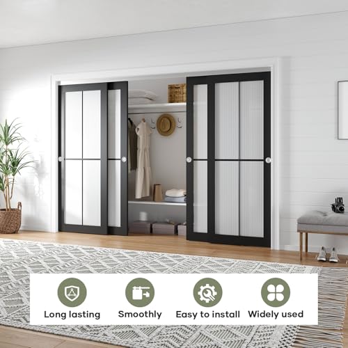 Kit de herrajes para clóset deslizante bypass EaseLife de 10 pies (120 pulgadas), grado comercial, aluminio, riel para sistema de 4 puertas, desliza suave y silenciosamente, fácil instalación, sin puertas incluidas miniatura 2