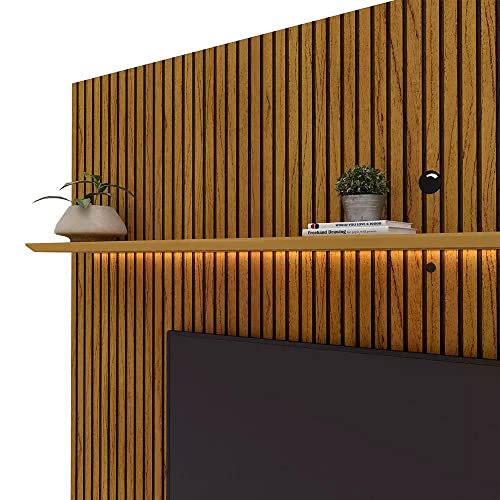 Painel Para Tv até 75 Polegadas com Led Requinte 180cm Gelius Móveis Naturale Ripado