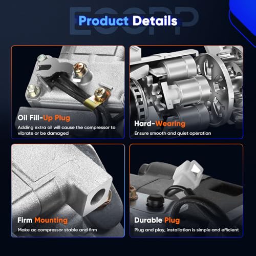 Image of ECCPP AC Compressor Fit for Mazda Protege Protege5 1.6L 2.0L 2001-2003 | Fast Cooling AC Compressor with Clutch