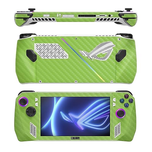 Image of MightySkins Carbon Fiber Skin Compatible with Asus ROG Ally - Solid Lime Green | Protective, Durable Textured Carbon Fiber Finish | Easy to Apply