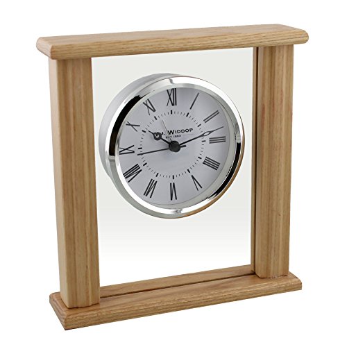 Light Wood and Glass Stylish Quartz Mantel Desk Clock