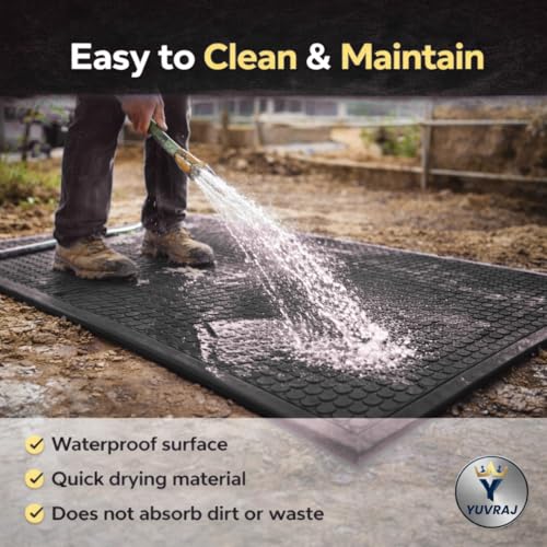 Image of Yuvraj EVA Cow Mat 8x5 Ft for Dairy Farms | Heavy-Duty Non-Slip EVA Floor Mat for Cow & Buffalo | Waterproof, Comfortable & Easy to Clean (Black)