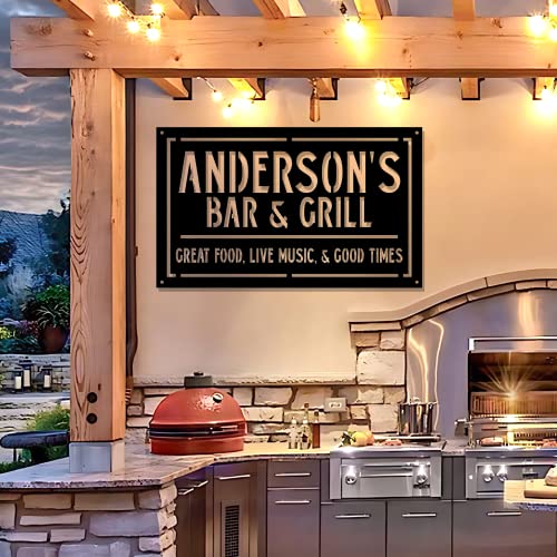 Personalized Family Name BBQ Sign Metal Grill Decor