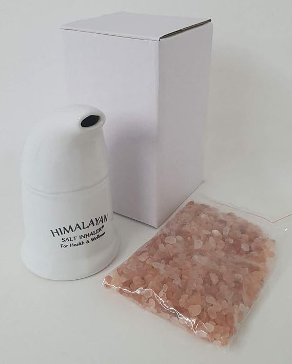 Himalayan Salt Inhaler + 50 Grams Pink Salt Pouch Included Natural
